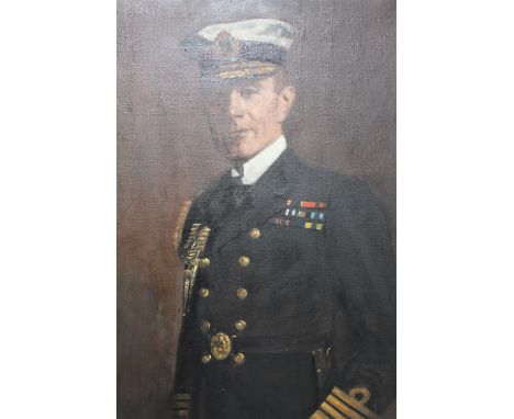 George Fiddes Watt, oil on canvas, three quarter length portrait of Vice Admiral Sir Colin Richard Keppel wearing dress unifo