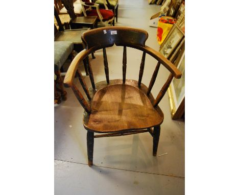 19th Century elm and beech smokers bow chair 