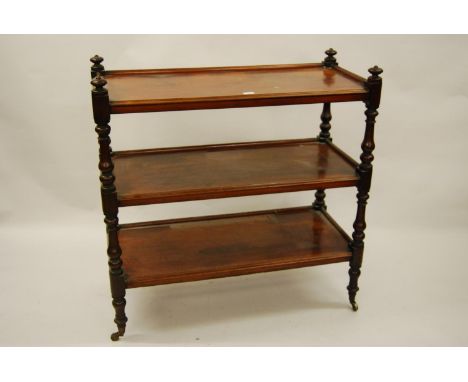 Victorian mahogany three tier buffet with baluster turned supports 