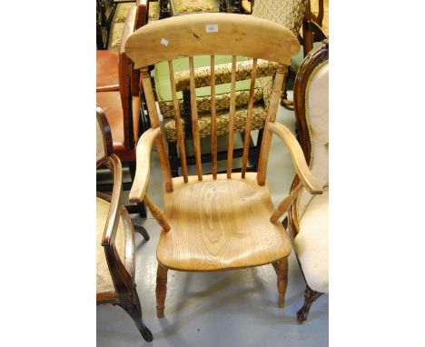 Beech and elm stick back farmhouse chair on turned supports 