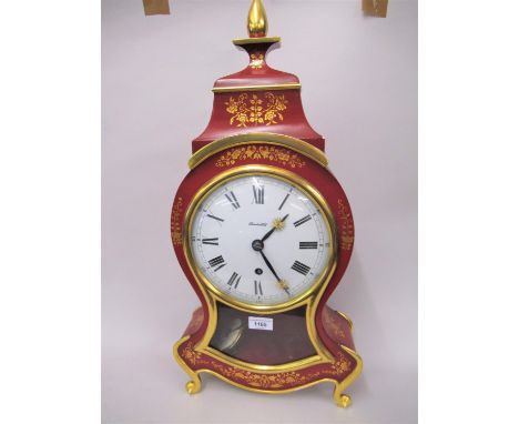 20th Century Swiss painted wooden bracket clock with wall bracket, the enamel dial inscribed Lumiswald with a single train mo