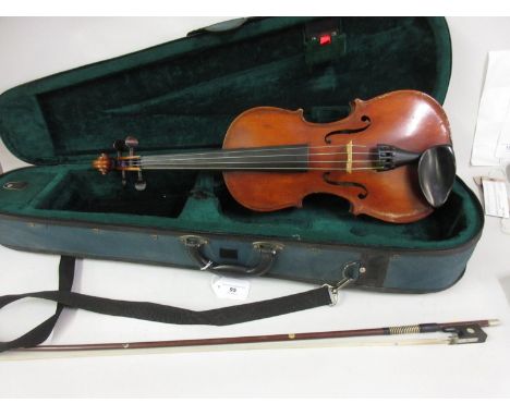 20th Century violin with a two piece back by John Smith of Manchester, 1918, signed to the label to the interior, in a fitted
