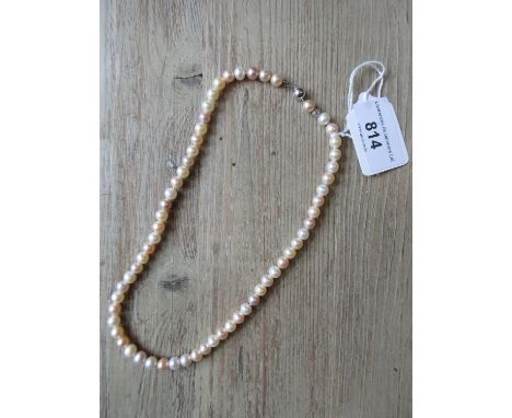 Schoeffel uniform cultured pearl necklace with an 18ct white gold claspThe length of the necklace is 20cms closed.Diameter of