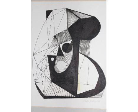 Clarke Hutton, ink abstract study to illustrate William Shakespeare The Sonnets, signed in pencil and dated '79, unframed, 9i