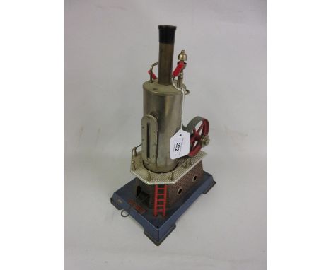 Wilesco tin plate vertical steam stationary engine, 13ins high 