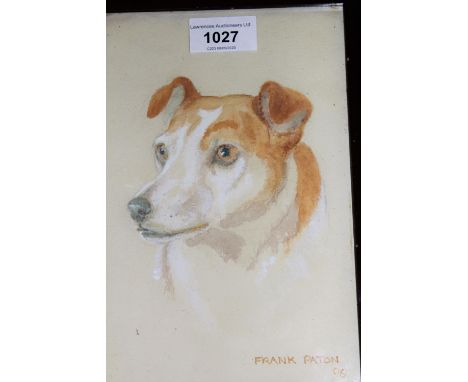 Attributed to Frank Paton, watercolour and bodycolour portrait of a dog, 8.5ins x 5.5ins 