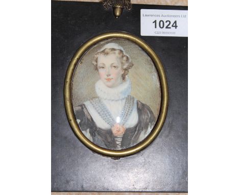 Antique miniature portrait of an Elizabethan lady 