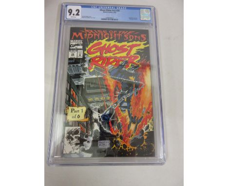 Marvel Ghost Rider No. 28 comic, first appearance of ' The Rise of the Midnight Suns ' in C.G.C. Universal graded case, 9.2 