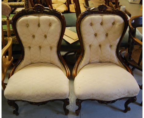 Pair of reproduction button upholstered nursing chairs 