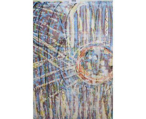 Bernard Kohn, artist signed coloured lithograph, ' Gothic Spaces ', No. 7 of 10, dated '69, 21ins x 15ins, framed 
