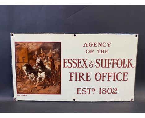 An Essex &amp; Suffolk Fire Office enamel sign in near mint condition, superb gloss, 16 x 9".