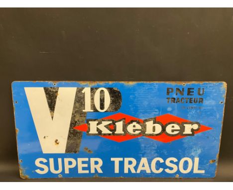 A French double sided tractor tyre advertising sign, 39 1/2 x 19 3/4".