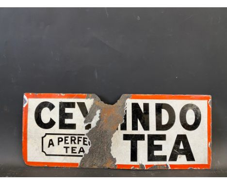 A Ceylindo Tea double sided enamel sign, lacking hanging flange, 18 x 7".