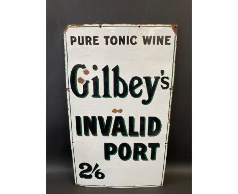 A Gilbey's Invalid Port rectangular enamel sign, 16 1/2 x 28".