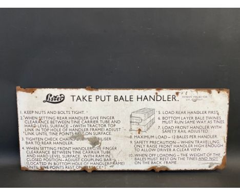 A Lister Bale Handler enamel sign, 30 x 12".