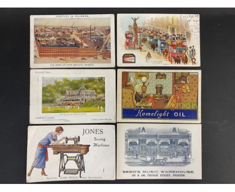 A selection of early postcards mostly with advertising including Hudson's Soap, Huntley &amp; Palmers etc.