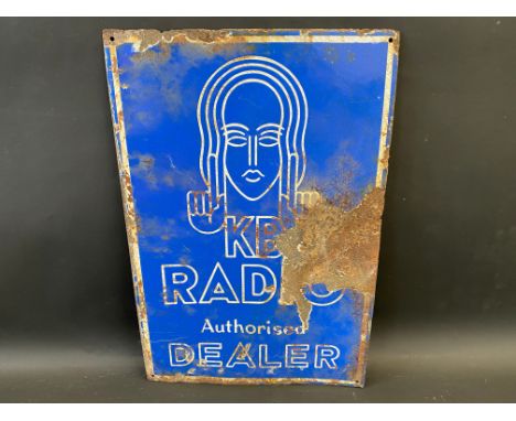 A Radio Authorised Dealer double sided enamel sign, 13 x 19 1/2".