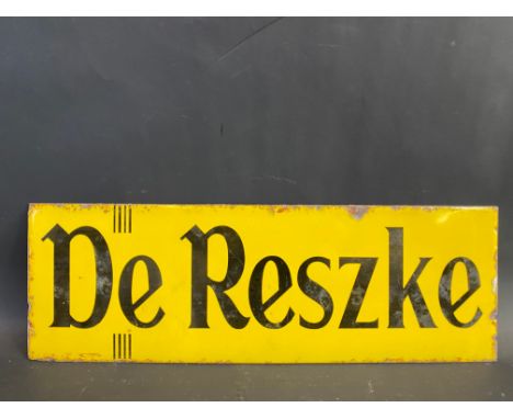 A small De Reszke cigarettes notice board header enamel sign, excellent condition, 18 x 6".