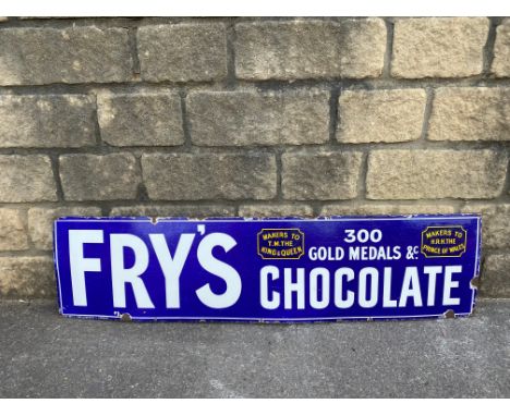 A Fry's Chocolate '300 Gold Medals' rectangular enamel sign, by Patent, 48 x 12".