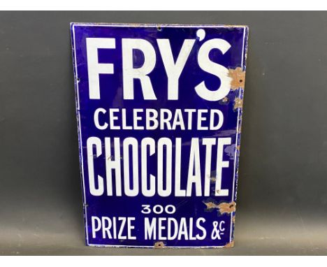 A Fry's Celebrated Chocolate '300 Prize Medals' enamel sign of rare small size, 12 x 18".