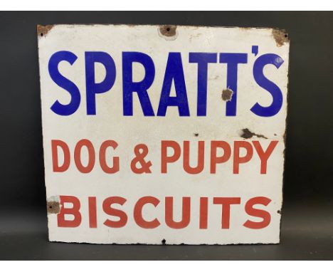 A Spratt's Dog &amp; Puppy Biscuits enamel sign, 20 x 18".