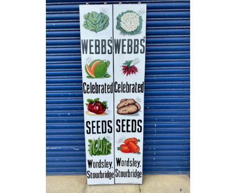 A pair of well painted contemporary signs, produced by a talented artist to reproduce a pair of Webbs' Seeds pictorial enamel