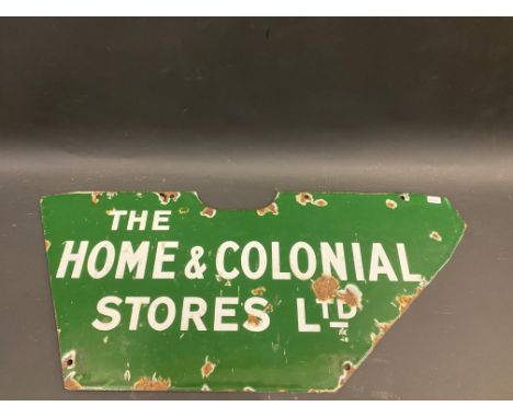 A Home and Colonial Stores Ltd double sided enamel sign for mounting in a bicycle frame, 23 x 11".