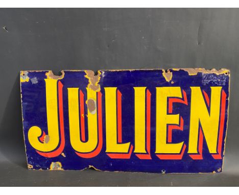A partial enamel sign bearing the word 'Julien', 23 x 12".