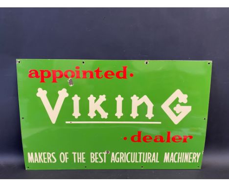 An enamel sign advertising Viking Agricultural Machinery, in very good condition, 31 1/2 x 19 1/2".