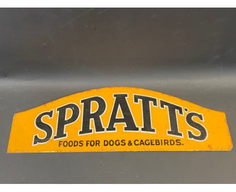 A rarely seen Spratt's enamel sign, a pediment for a cabinet, 21 1/2 x 7".