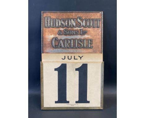 An early calendar showcard advertising Hudson Scott &amp; Sons Ltd, Carlisle, 11 x 17 1/2".