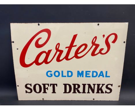 A Carter's Gold Medal Soft Drinks rectangular enamel sign, 24 x 18".