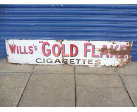 A Wills's Gold Flake Cigarettes rectangular enamel sign, 72 x 15".