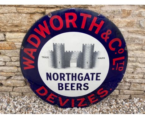 A large Wadworth &amp; Co. Ltd of Devizes brewery circular enamel sign with great gloss, by Patent Enamel, 48" diameter.