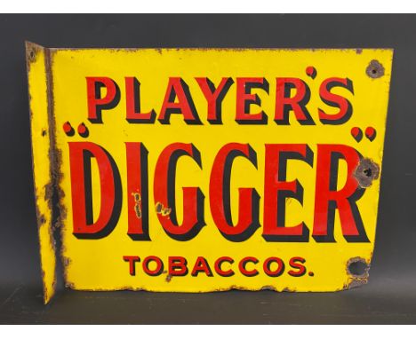 A Player's Digger Tobaccos double sided enamel sign with hanging flange, 16 x 12".