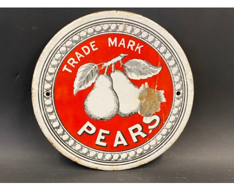 A small circular Pears soap enamel sign, 7" diameter.