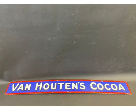 A narrow Van Houten's Cocoa enamel sign in good condition, 36 x 4".