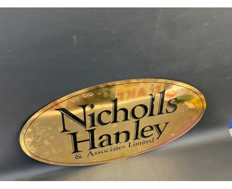 A contemporary oval shop advertising sign for Nicholls Hanley &amp; Associates Limited, 36 x 19".