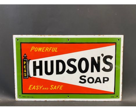 A Hudson's Soap 'Powerful, Easy and Safe' enamel sign by Stainton &amp; Hulme ltd, dated May 1906, exceptional condition, 17 