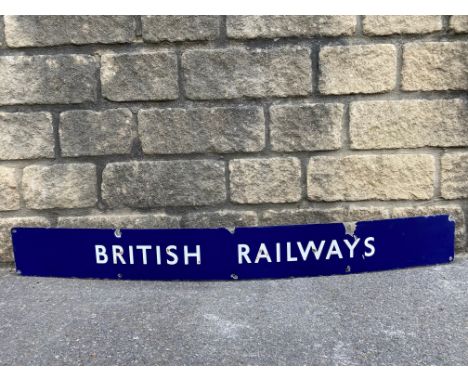 A British Railways Eastern region poster header enamel sign, with good gloss, 50 1/2 x 6".