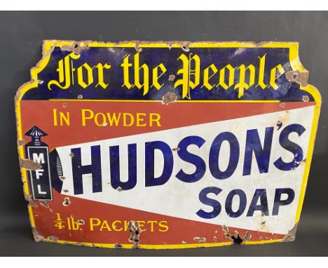 A Hudson's Soap 'For the People' enamel sign, by Patent Enamel, 38 x 28".