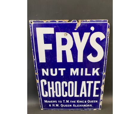 A Fry's Nut Milk Chocolate rectangular enamel sign of rare small size, 14 x 20".