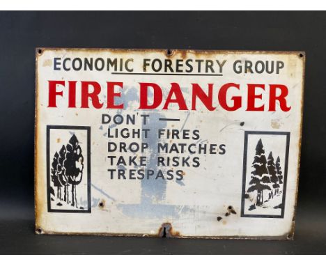 An Economic Forestry Group 'Fire Danger' enamel sign, 21 x 15".