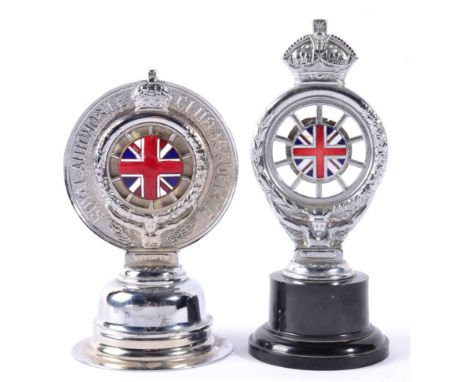 A Chrome and Enamel RAC Associate Mascot, numbered CA47789, mounted on a later chromed base, 11.5cm high; and An RAC Chromed 