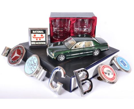 Rolls-Royce Enthusiasts' Club Golden Jubilee, one volume, hardback, with dustjacket; Two Engraved Boxed Whisky Tumblers R.R.E