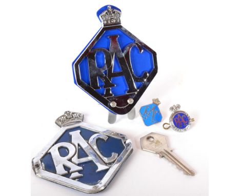 RAC Accessories, to include: Royal Automobile Club full member's motor car badge, 1940s/1950s, RAC lapel badge, and an early 
