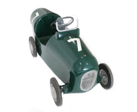A Triang ''Racer'' Vintage Pedal Car, modelled as a pre-war style racing car, restored to a very high standard. Painted green