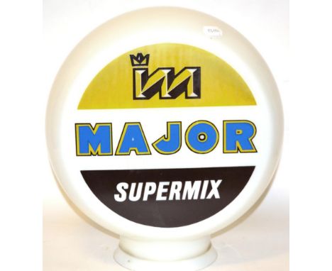 A Major Supermix Double-Sided Petrol Pump Globe, 42cm high