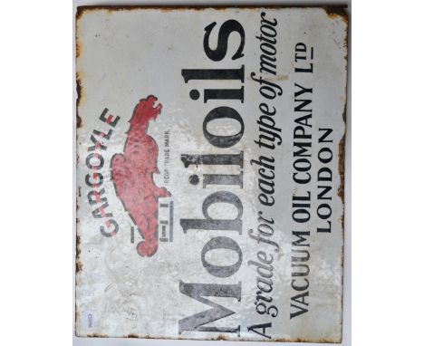 A Double-Sided Enamel Advertising Sign, Gargoyle Registered Trade Mark Mobil Oils A Grade for Each Type of Motor, Vacuum Oil 