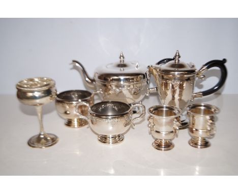 Viking silver plated four piece tea service together with further plated ware